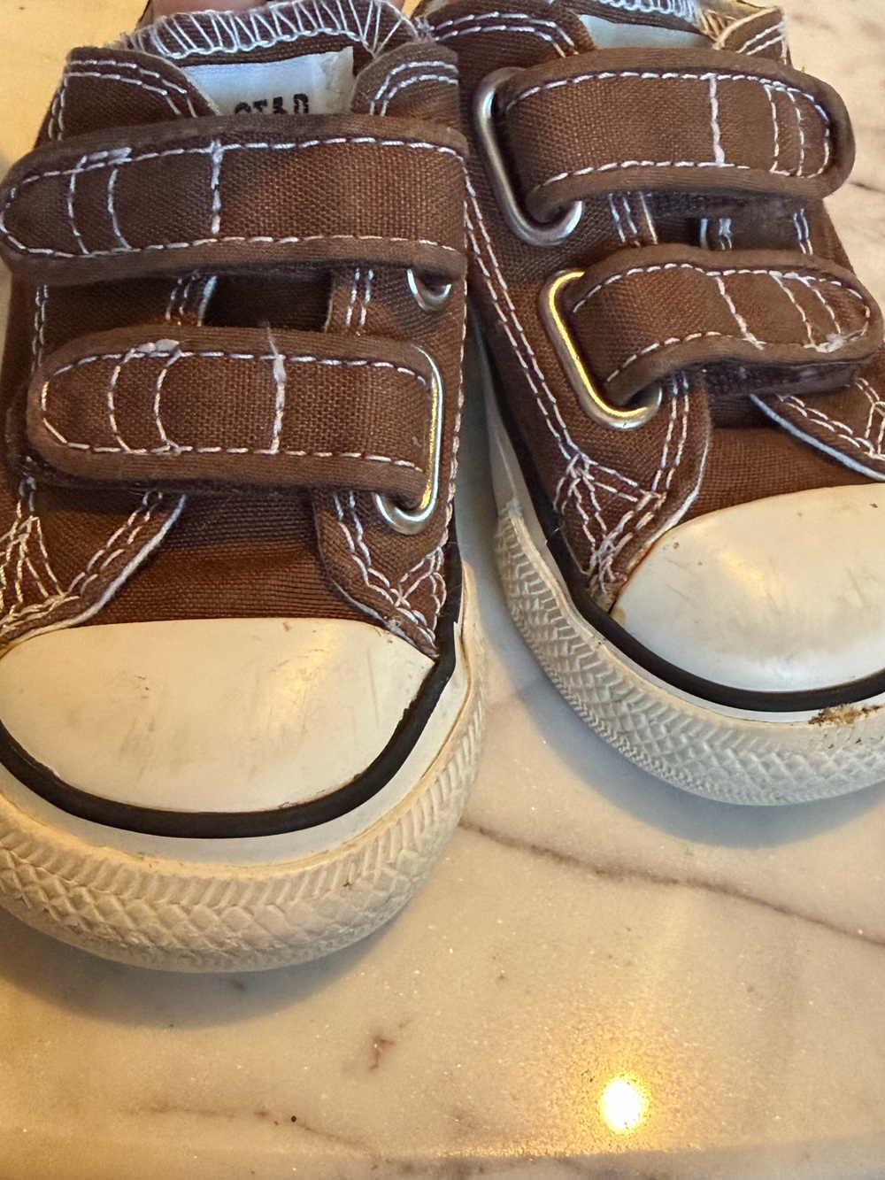 Converse Brown Canvas Kids Velcro Sneakers 6T